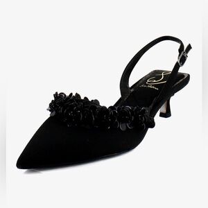 Sam Edelman Elegant black slingback pump with a low kitten heel NWT in Box